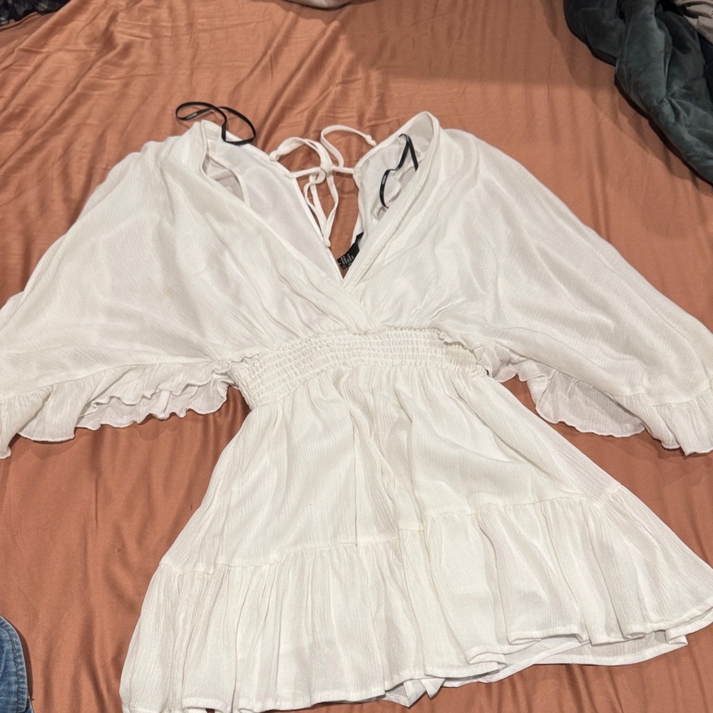 Forever 21 White Boho Skort Dress w/ Built-In Shorts – Size Small